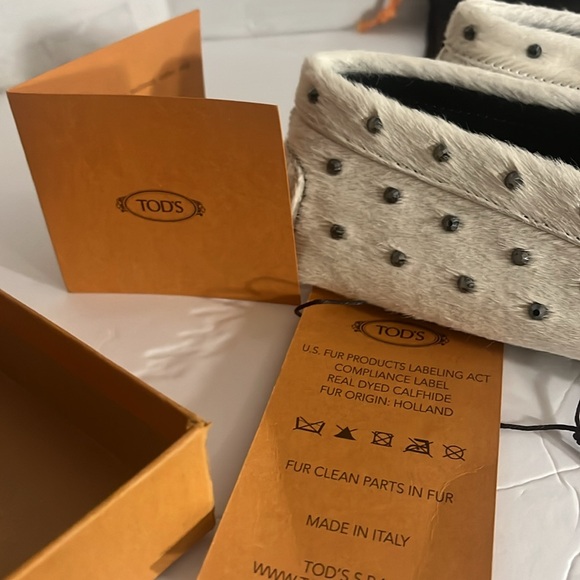 Tod”S Canel fur Loafers with Swarovski Stones size 39 1/2 like new - Picture 4 of 15